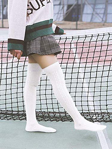 Image of Zando Womens Stripes Thigh High Socks Thigh Highs Casual Knee High Stockings