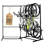 StoreYourBoard Triangle Freestanding Bicycle Rack for 5 Bikes, Aluminium Steel, Indoor Bike Storage Rack, Black, Garage, Home, Bicycle Storage