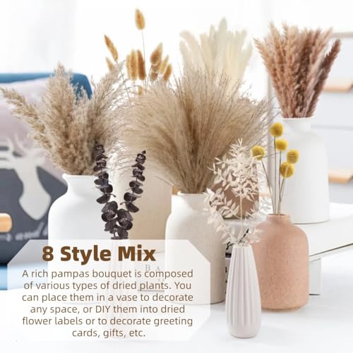 Ramo de pasto pampas beige 80 piezas decorativo miniatura 5