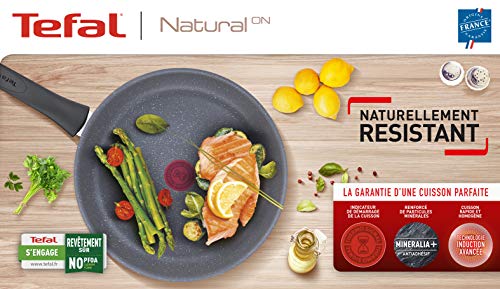 Tefal Natural On Induction 26cm Non-Stick Grill Pan, Dark Gray