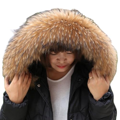 Col en Fourrure pour Femme - Écharpe Chaude Raton Laveur, Bavoirs Pull Bonnet Unisexe, Longueur 60 cm - Largeur 16 cm