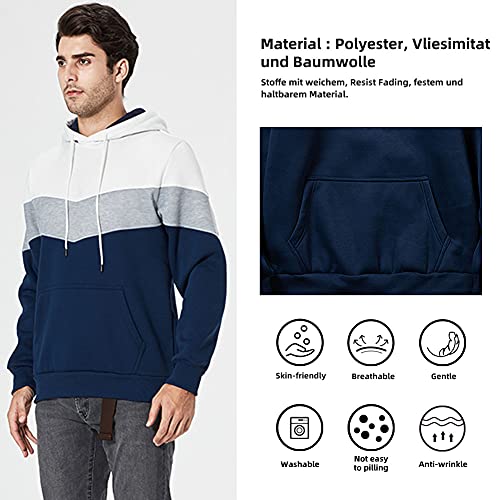 MANLUODANNI Herren Kapuzenpullover Raglan Men's Hoodie Pullover mit Kapuze Casual Sweatshirt Classic Farbabstimmung Hoody – Bild 6