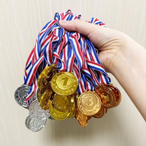 Flyekist 36 Pieces Plastic Winner Award Medals for Kids, Childrens Plastic Gold Silver Bronze Medals for Sports, Games Competitions, Party Favors and Decorations - image 6