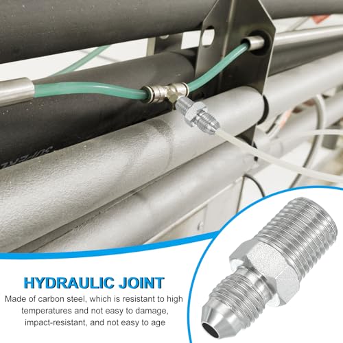 Image of PATIKIL Pipe Adapter Connector 7 /16 inch Male 74 Flare JIC x 1 /4 inch Male R Pipe Fitting Oil Feed Restrictor Fitting Hydraulic Connector for Oil Steam Water Pipelines System