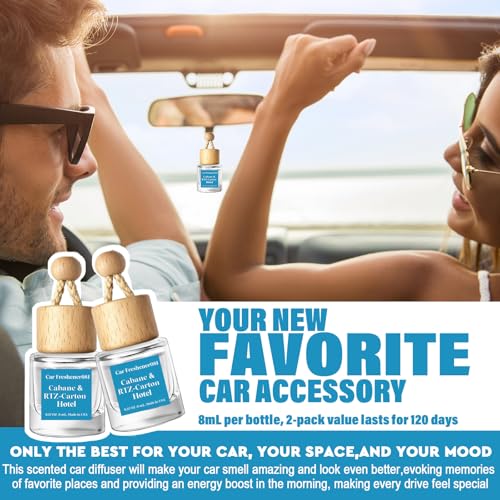Image of HoogaLife Car Air Freshener Diffuser 4 Pack Hanging Car Freshener for Women - 24.K Magic & W. Hotel & Cabane & Rltz. CarIton Hotel & Droam 0n & Westln Hotels & M.y Way & The 0ne Hotel Fragrance Oil