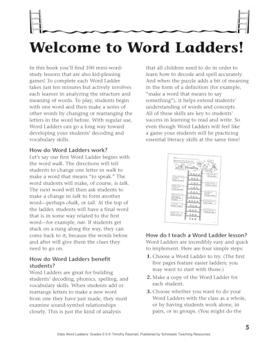 image for Scholastic Daily Word Ladders: Grades 2-3: 100 Reproducible Word Study
