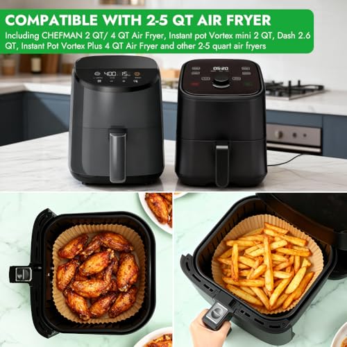 Image of BYKITCHEN 300PCS Small Disposable Air Fryer Liners for 2 to 5QT Airfryer | Round Air Fryer Parchment Paper Liners Compatible with Ninja AF101 4 QT, CHEFMAN 2 QT, Cosori 2.1QT, Dash 2.6 Quart & More