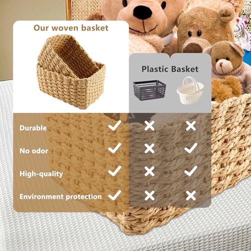 Zosenyer Aufbewahrungskorb Geflochten, 4er Stapelbarer Badezimmer Körbe Aufbewahrung, Storage Basket für Wohnzimmer Küchen Kinderzimmer Bad, Geeignet Als Windel Organizer und Besteckkorb (Coffee)
