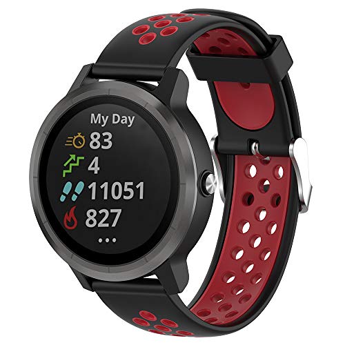 Wifit Compatible with Vivoactive 3 Bands,Solf Silicone Replacement Band for Garmin Vivoactive 3 / Vivoactive 3 Music/Garmin Forerunner 645 Music (Black red, Large)