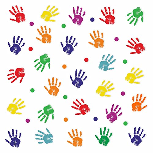 CVANU Beautiful and Attractive Different Color with Hand, Handprint Paint Wall Sticker Kids Classroom, Nursery Playroom Or Kids Room Decoration Sticker (90CM X 90CM)_Waterproof