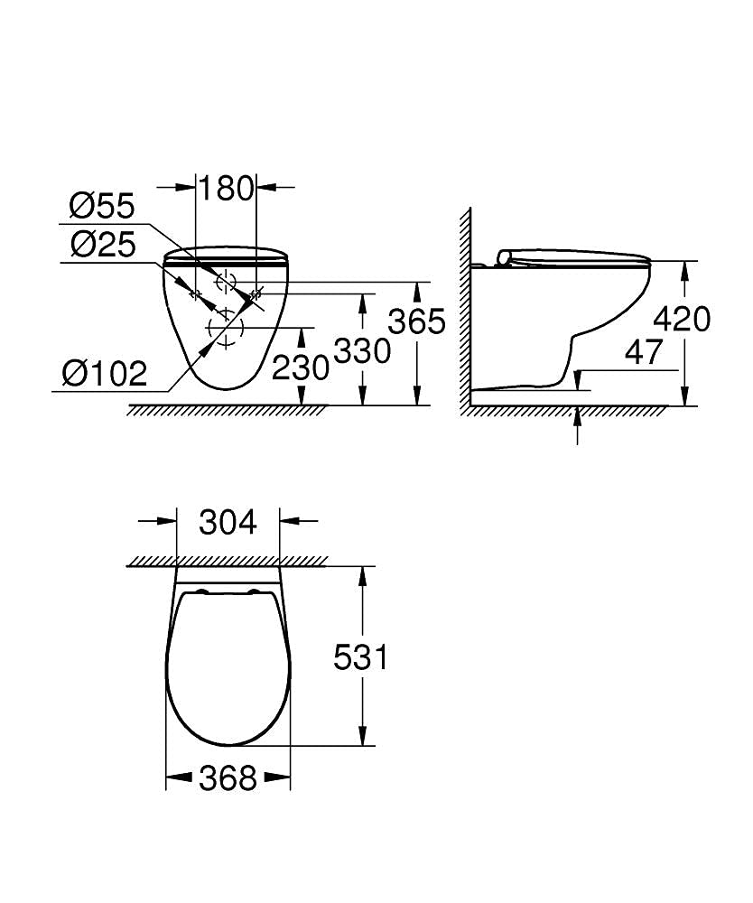 GROHE cuvette et abattant WC suspendu Bau ceramic, sans bride, volume de chasse 3/6 L, porcelaine vitrifiée, finition blanc alpin, 39351000 (Import Allemagne)
