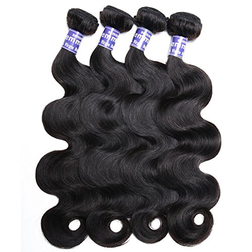 Semmely 8A Brazilian Hair 4 Bundles Body Wave Unprocessed Virgin Human Hair Bundles Weave Natural Black Color(20 22 24 26 inch)