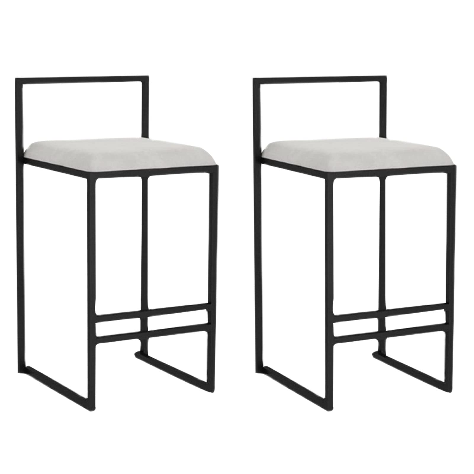 Tabourets hauts vintage industriel blanc avec dossier lot de 2