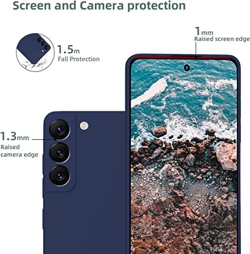 Image of DIZORO Liquid Silicone Case with Microfiber Coushioning Compatible for Samsung Galaxy S21 FE 5G Shockproof Slim Back Cover, Gel Rubber Full Body Protection - Blue