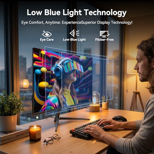 Image of Great voell 24 Inch Curved Monitor 100Hz 98% sRGB Gaming Monitor 3000R Curved FHD 1080P Computer Monitor 4000:1 Contrast Ratio Supports AMD FreeSync HDR HDMI VGA Inputs VESA for Home Office Gaming