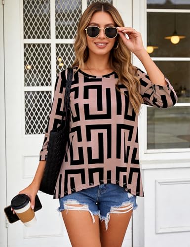 3/4 Sleeve Tunic Tops for Women Crew Neck Summer Flowy Tee Shirts | Dressy Casual Blouses Fall Loose Flowy Tee Shirts 2026 — view 2