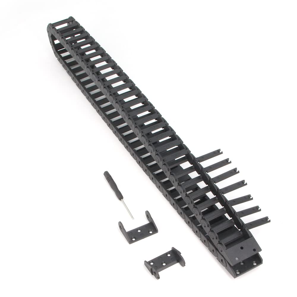 Zeberoxyz 10x30mm Drag Chain Length 1Meter Open Type Black Plastic Cable Carrier R18 with 1Kit End Connectors for 3D Printer and CNC Machines