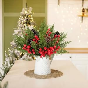 68 Pcs Christmas Pinecones Berry Pine Branch Set Artificial Floral Pinecones Stems Faux Pine Berries Branch Fake Holly Picks Ornament for DIY Craft Xmas Tree Garland Home Décor 68 Pcs Christmas Pinecones Berry Pine Branch Set Artificial Floral Pinecones Stems Faux Pine Berries Branch Fake Holly Picks Ornament for DIY Craft Xmas Tree Garland Home Decor