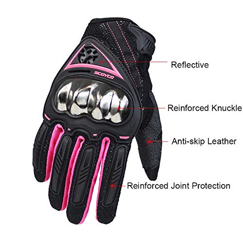 Scoyco Woman Motorcycle Gloves Touch Screen Armor Breathable Female Glove Anti-Skid Mbx/Mtb/Atv Sport Pink Dirt Bike Gloves (Blue, M) #TOP6