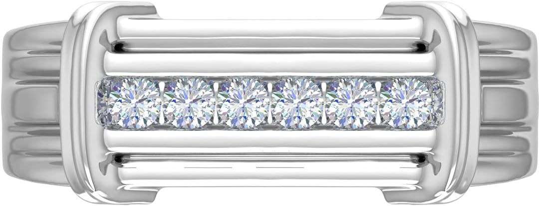 1/4 Carat (ctw) Nick Set 6-Stone Mens Diamond Wedding Band Ring in 14K Gold (I1-I2 Clarity)
