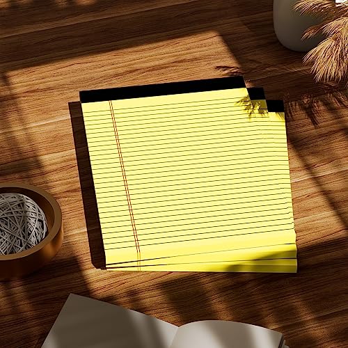 Legal Blöcke, 21,6 x 27,9 cm breit, liniert, 3 Stück, liniert, kanariengelbes Papier, 9,5 kg, gelber Notizblock, 30 Blatt pro Schreibblock, doppelseitig bedruckt, perforiert, ideal für Zuhause, Büro,