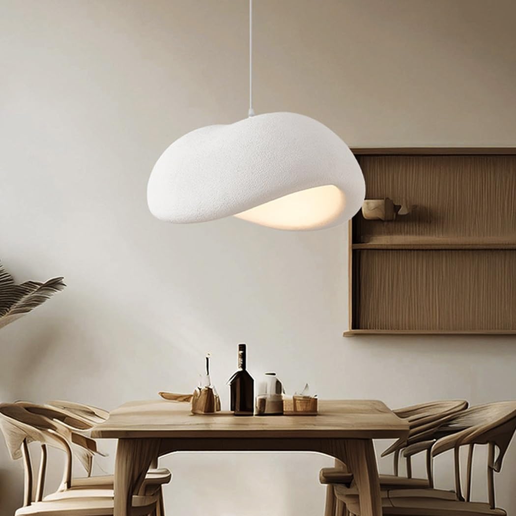 Wabi-Sabi Lámpara Colgante Blanco E27 Lámpara De Mesa De Comedor Altura Ajustable Estilo Japonés Lámpara De Araña Moderna Para Comedor Dormitorio Sala De Estar Cocina Cafetería(60cm)