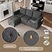 JAMFLY Convertible Sectional Couches for Living Room, L-Shaped Couch 3 Seat Sectional Sofa Set with Corduroy Fabric and Movable Ottoman Small Couch for Apartments, Office（Dark Grey）