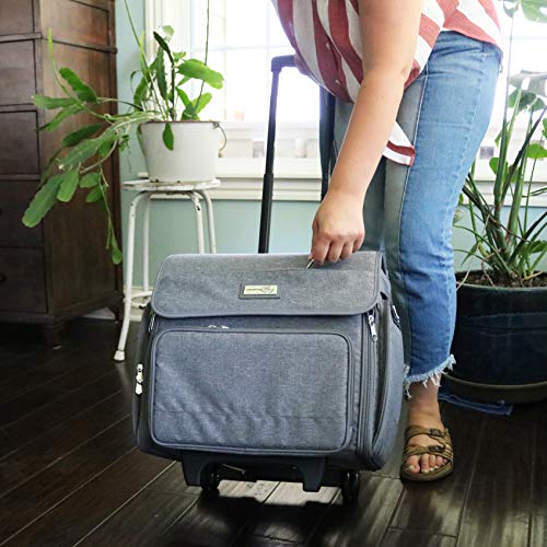 Everything Mary Deluxe Rolling Craft Case, Heather - Papercraft Scrapbook Tote Bag W/Wheels For Scrapbooking & Art - Travel Organizer Storage For Iris Boxes - For Teachers & Medical #TOP1