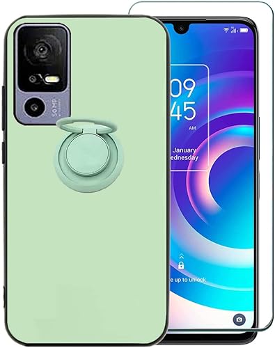 Ranyi Funda para teléfono Jitterbug Smart4 con protector de pantalla, TCL 40 XL40T T608DL, TPU delgado y flexible con soporte de anillo giratorio de