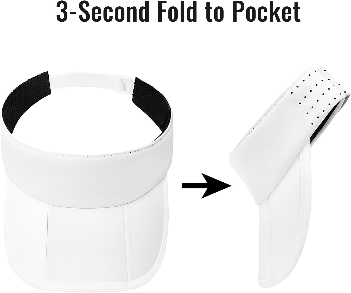 Folding Sun Visor Hat - Adjustable Sports Cap Running Golf Tennis Cap with Reflective Trim on Brim & Crown for Women Men - Image 2