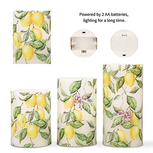 Flavcharm Lemon Tree Flameless Candles Battery Operated Candles With Remote Timer Lemon Led Flickering Candles Pillar Candles Lights For Summer, Spring Theme Decor, Wedding Decor, Mothers Day Gifts #TOP2