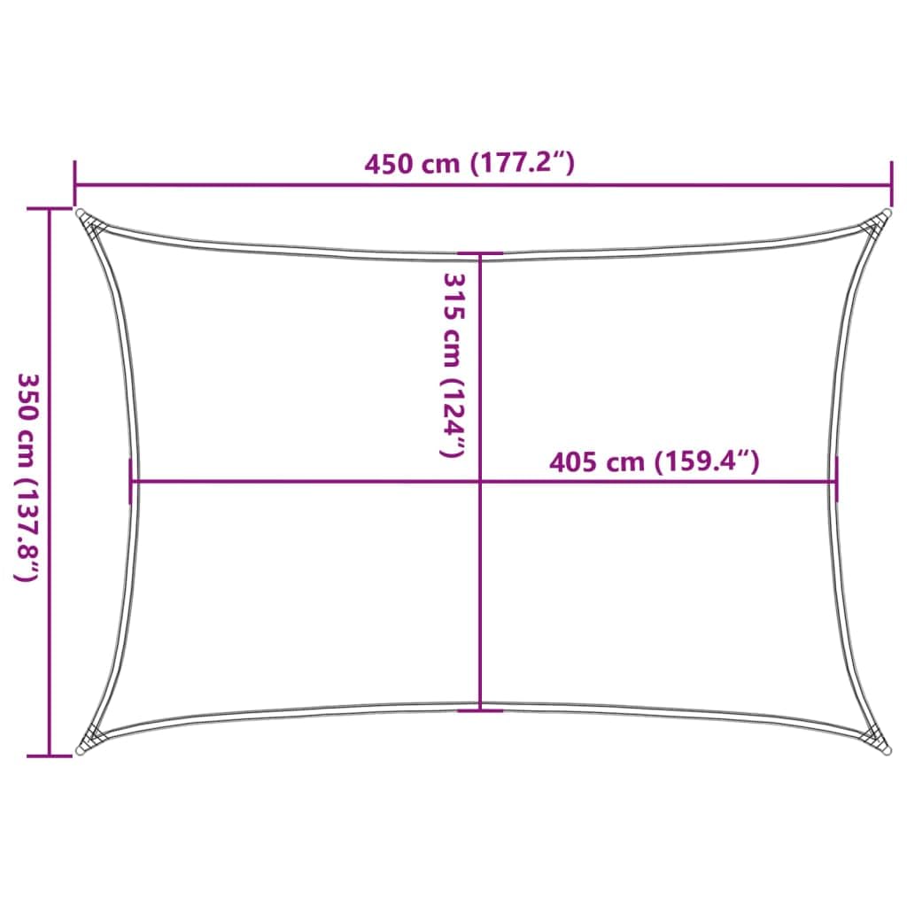 Tenda parasole da 160 g/m², 3,5 x 4,5 m, in HDPE resistente ai raggi UV, antivento e impermeabile, per balcone, terrazza, giardino, patio, con fissaggi in acciaio inox