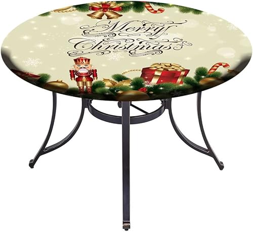 Miniatura 4 de Mantel redondo, mantel de Navidad para mesa auxiliar, adornos de Noel con ramas de abedul, lindas cintas, se adapta a mesas redondas de 61 pulgadas