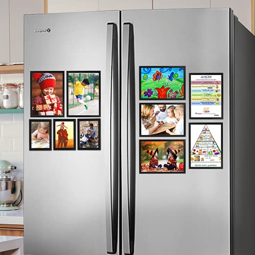 Crugla A4 Magnetic Frame Set Of 12, Magnetic Sheet With Self Adhesive Backing, Black Kids Children Artwork Frame, Document Sign Paper Holder, Poster Picture Photo Certificate Frame For Refrigerator Glass Door Cubicle, 8.3X11.7 Inches #TOP5