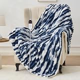 Easthome Heated Blanket Throw - 50'x60' Fast Heating Bed Electric Blankets Throw with 6 Heating Levels & 4 Hours Auto Off, Soft Ribbed Faux Fur Sherpa, Over-Heated Protection ETL, Navy Blue