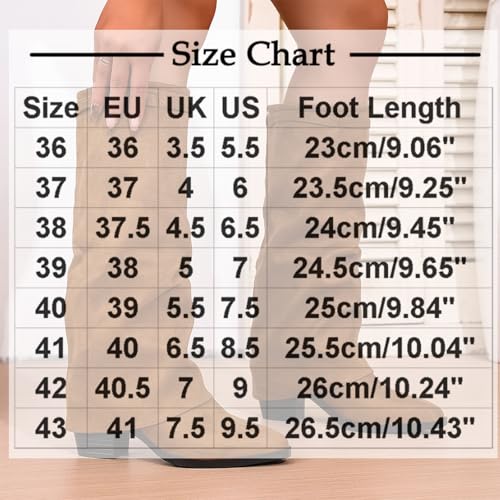 Chunky Knee High Boots for Women Slouchy Suede Wide Calf Tall Booties Pointed Toe Dress Shoes3