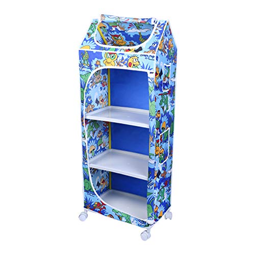 Image of Little One's | 4 Plastic Shelves Baby Foldable Wardrobe (Made in India), Unbreakable Material, (Plastic Structure)| Jungle Blue | HP4 /AB