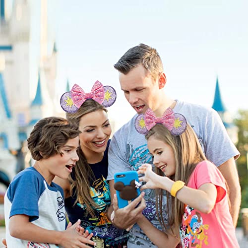 Image of FANYITY Mouse Ears, Sequin Mouse Ears Headband for Girls Women Halloween Birthday Party (Purple sun)