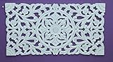 Tallado DRW Mandala Madera Tallado Rectangular, Blanco decapado, 85x45 cm