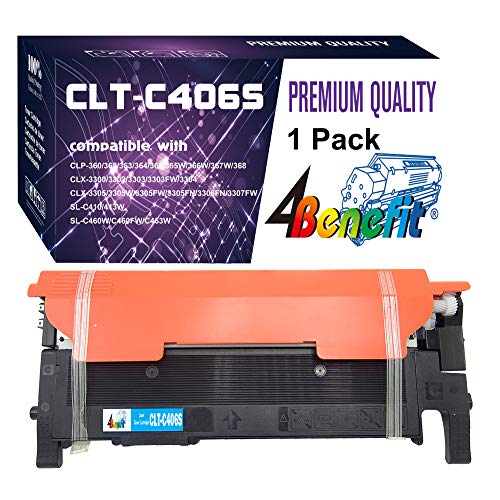 Dell (1 Pack) 4Benefit (Cyan Only) Compatible CLT-406S Toner Cartridge CLT-C406S 1xCyan Replacement for Xpress C460FW C460W CLP-360 CLP-365 CLP-365W SL-C410W Laser Printer