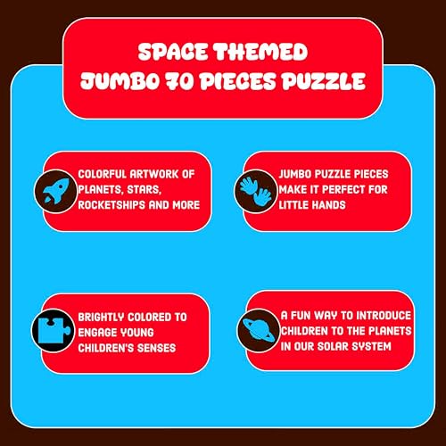 Image of VGRASSP 70 Pcs Space Solar System Theme Interlocking Puzzle Toy for Kids - Educational Search, Find and Connect Jigsaw Brain Booster Learning Activity Gift - Color As Per Stock