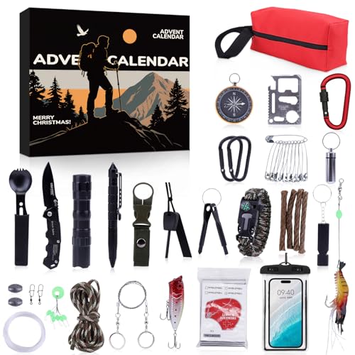 Survival Kit Adventskalender für Männer 24 Tage Countdown mit Premium-Outdoor-Überlebenswerkzeugen mit unverzichtbarer Notfallausrüstung Geschenk für Abenteurer, Camper und Überlebenskünstler Survival Kit Adventskalender für Männer 24 Tage Countdown mit Premium-Outdoor-Überlebenswerkzeugen mit unverzichtbarer Notfallausrüstung Geschenk für Abenteurer, Camper und Überlebenskünstler