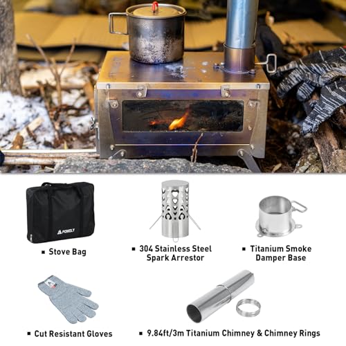POMOLY Chalet 70 Pro carpa camping con estufa portátil de titanio miniatura 7