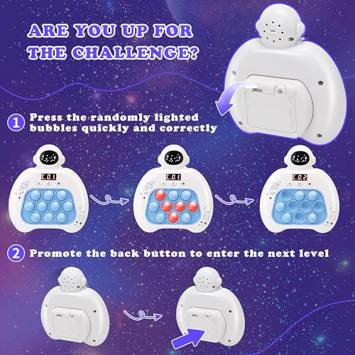 Fast Push Pop It Game Light Up Fidget Toy for Kids Adults, Electric Handheld Game Quick Push Sensory Toys Puzzle Game Machine, Stress Relief Party Favors Birthday Popit Game Gift for Boys Girls - Image 4