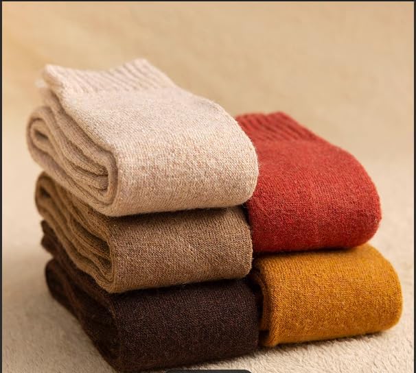 Warm Knee High Socks for Women Christmas Gift Thermal Cotton Socks For Girl Stylish Design Fun (4 Pairs) - Image 5