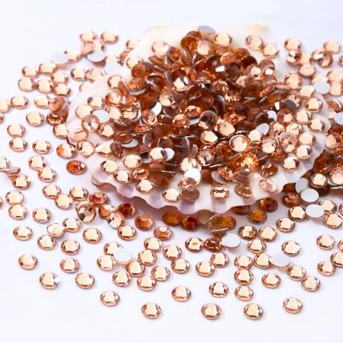 Image of Champagne Flatback Rhinestones, Glass Rhinestones for Nail Art and Craft, Glue Fix, Loose Crystal Gemstones(Champagne, SS6, 1440pcs, 1.9-2.0mm)