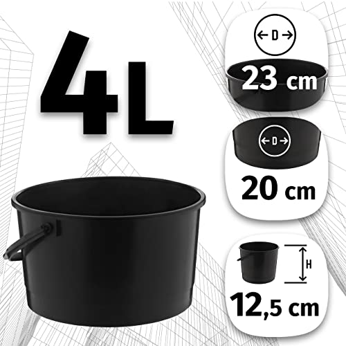 Cubo de 4 l negro de plástico resistente para industria y comida para perros 3