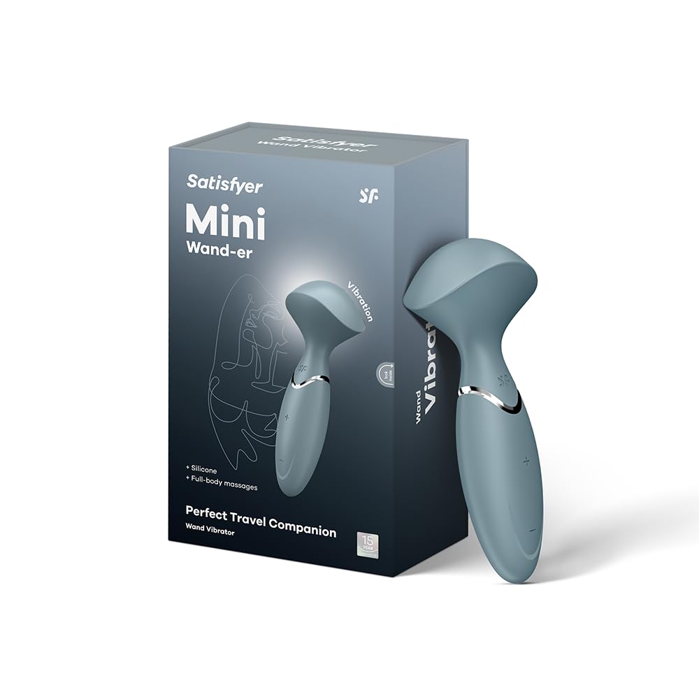 Satisfyer Mini Wand-er Massager Vibratore | 12 Programmi di Vibrazione | Impermeabile (IPX7) | Silicone medicale | Sex Toys per Massaggi erotici | Sex Toy per Donne | Grigio