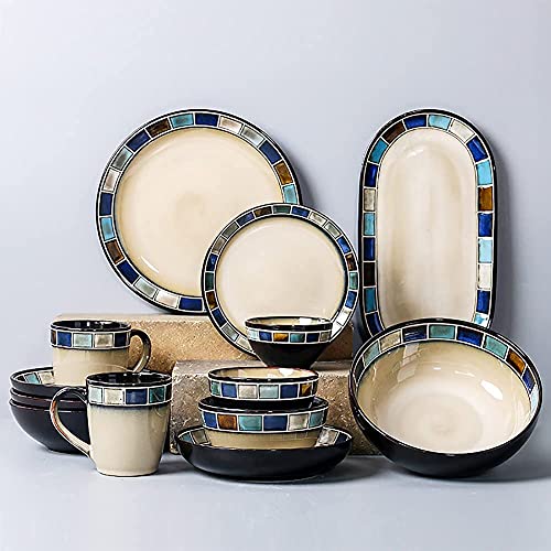 Service de table en porcelaine – Assiettes et bols élégants en céramique pour les repas de famille et les réunions en plein air