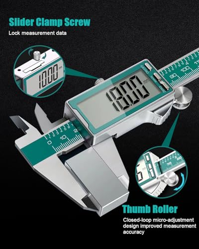 Digital Caliper - Stainless Steel Electronic Vernier Caliper Measuring Tool with Large LCD Screen, 0-6 Inch/150mm, Inch/MM Conversion, IP54 Waterproof, Auto-Off Feature
